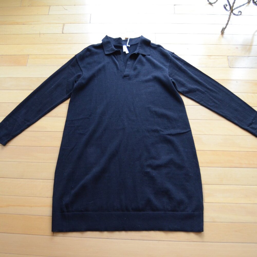 Pact Classic Fine Knit Collared Sweater Dress Black Size XL NWT - Picture 2 of 9